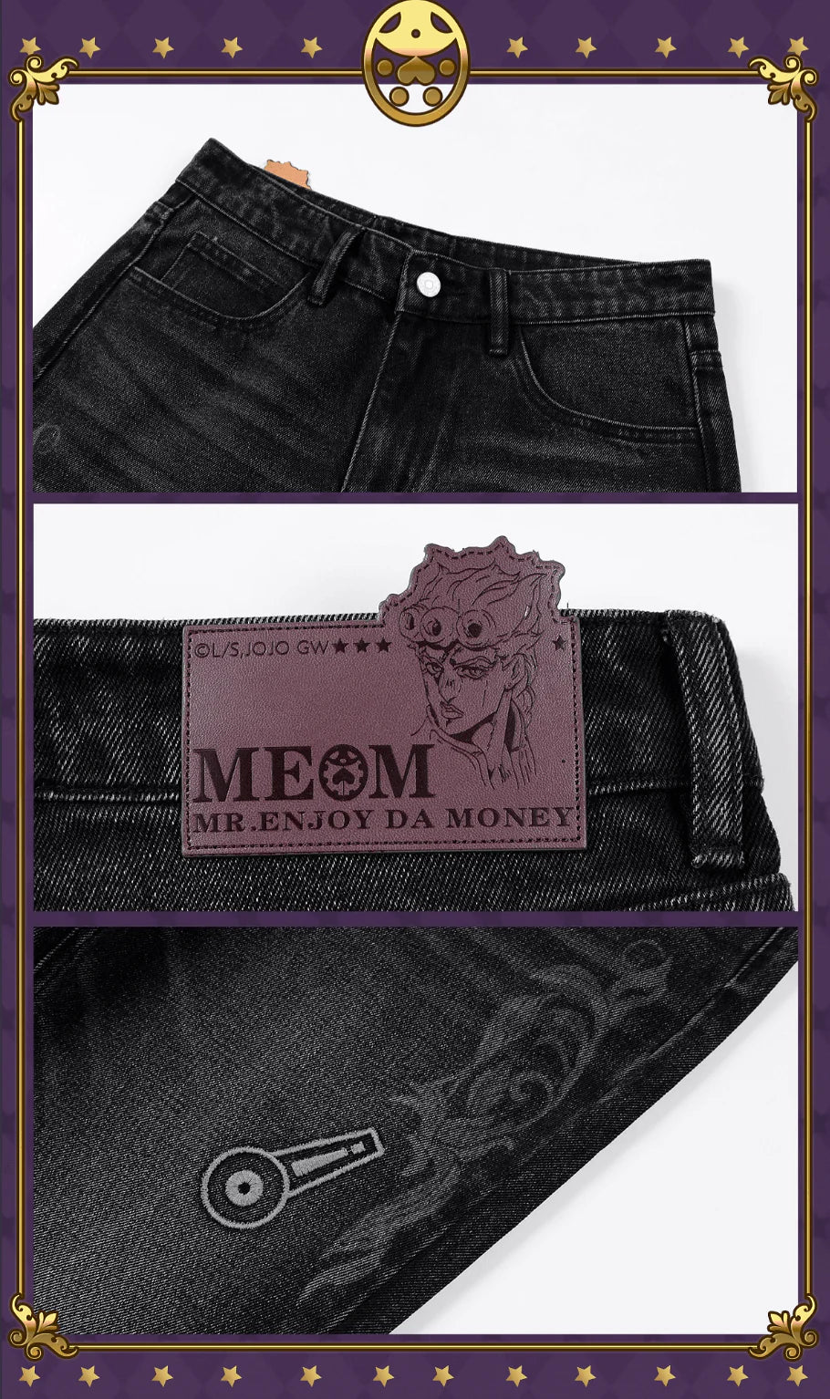 MEDM × JOJO Icon Embroidery Washed Distressed Jeans