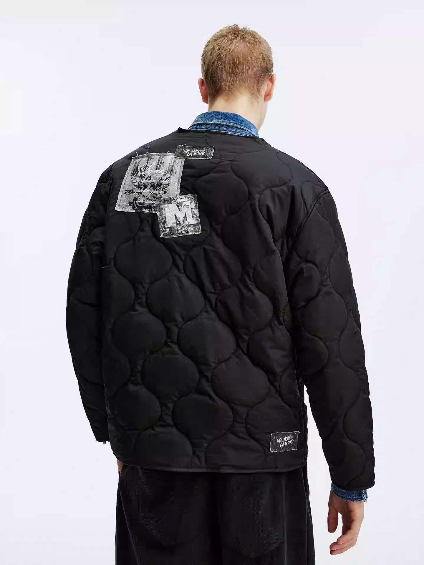 MEDM Embroidered Typography Angel Quilting Jacket