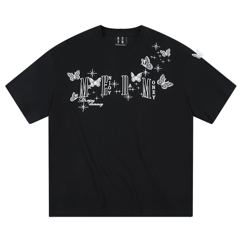 MEDM Vine butterfly Embroidered AND 3D Logo Tee