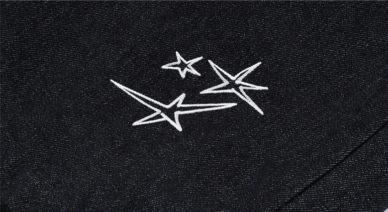MEDM Stunner Bear Star Embroidered Baggy Jeans