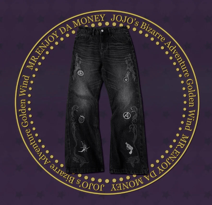 MEDM × JOJO Icon Embroidery Washed Distressed Jeans