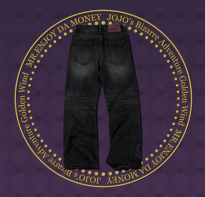 MEDM × JOJO Icon Embroidery Washed Distressed Jeans