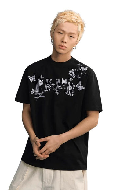MEDM Vine butterfly Embroidered AND 3D Logo Tee