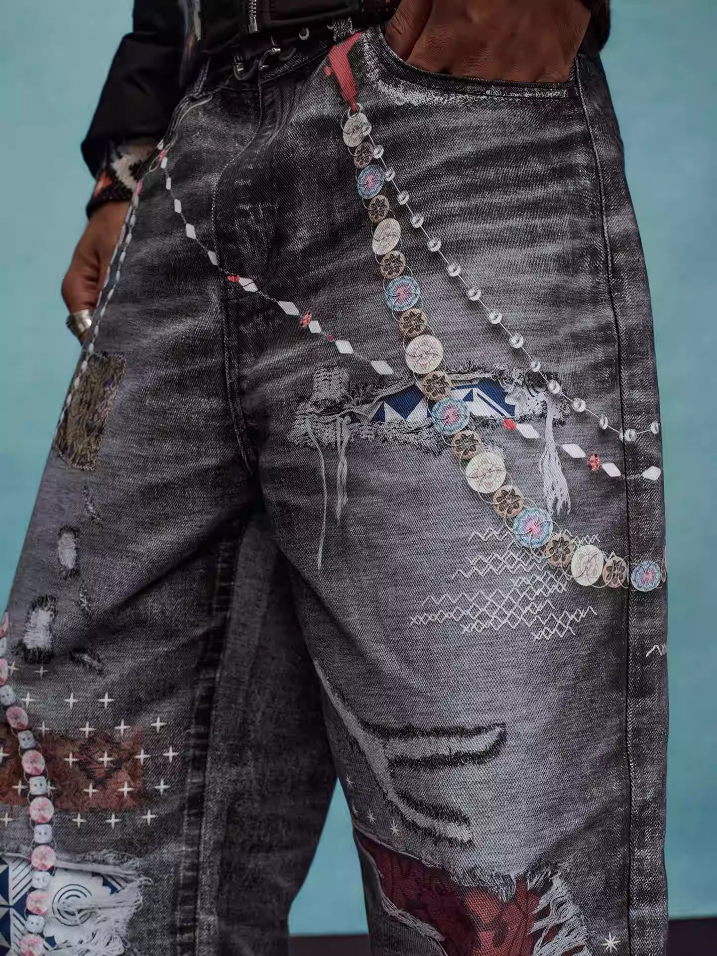 MEDM Chain Digital 3D Printed Baggy Jeans