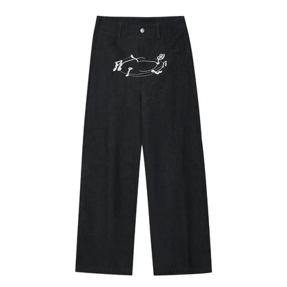 MEDM Stunner Bear Star Embroidered Baggy Jeans