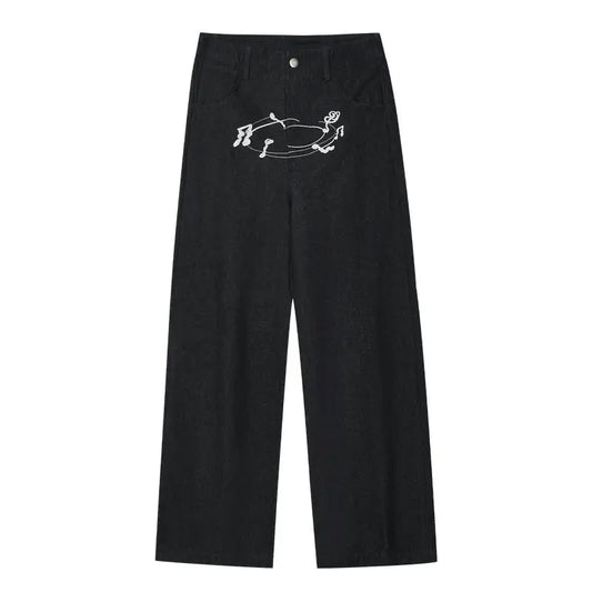 MEDM Stunner Bear Star Embroidered Baggy Jeans