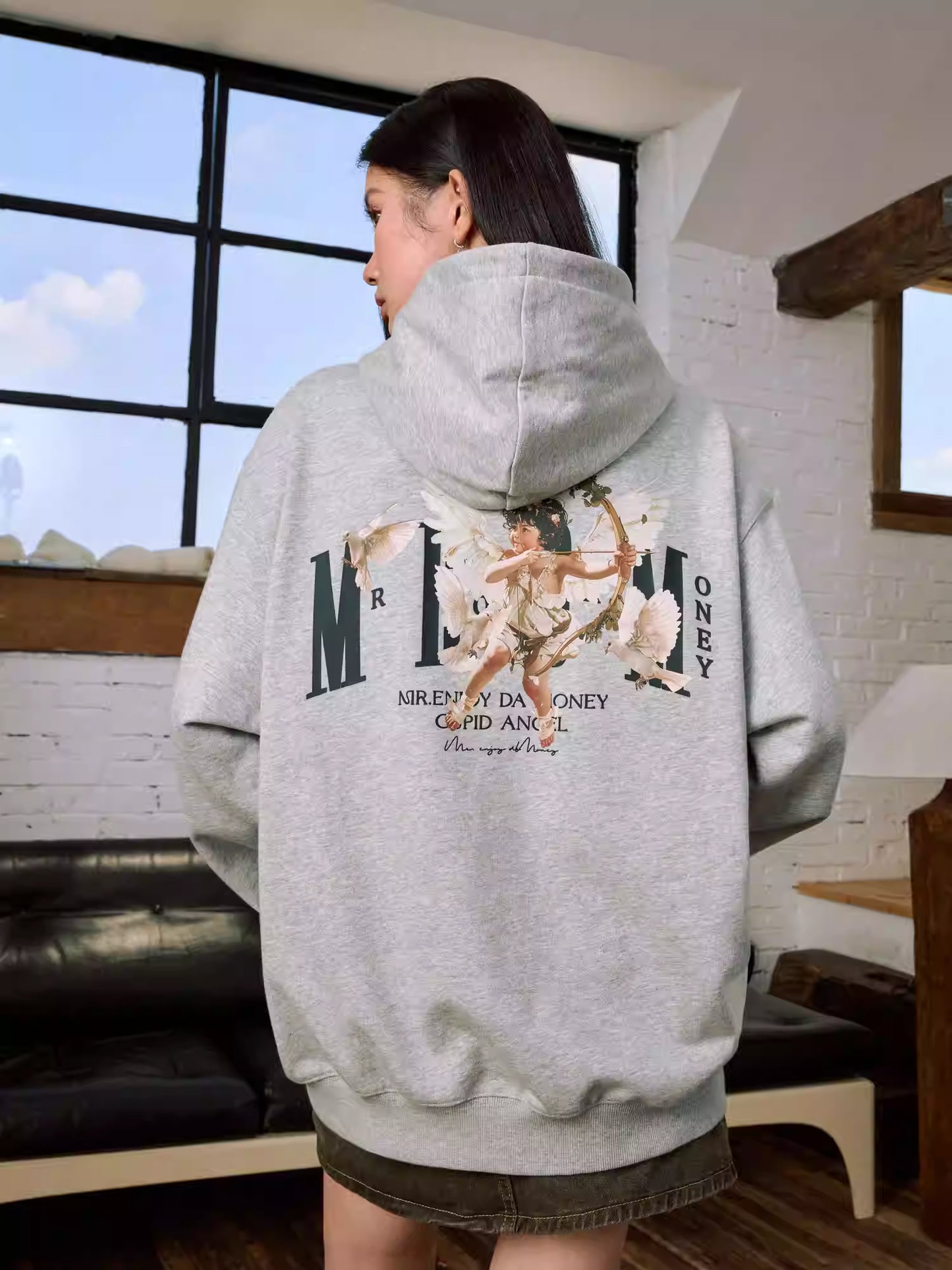MEDM 3D Embroidered Angel Dove Zip Up Hoodie