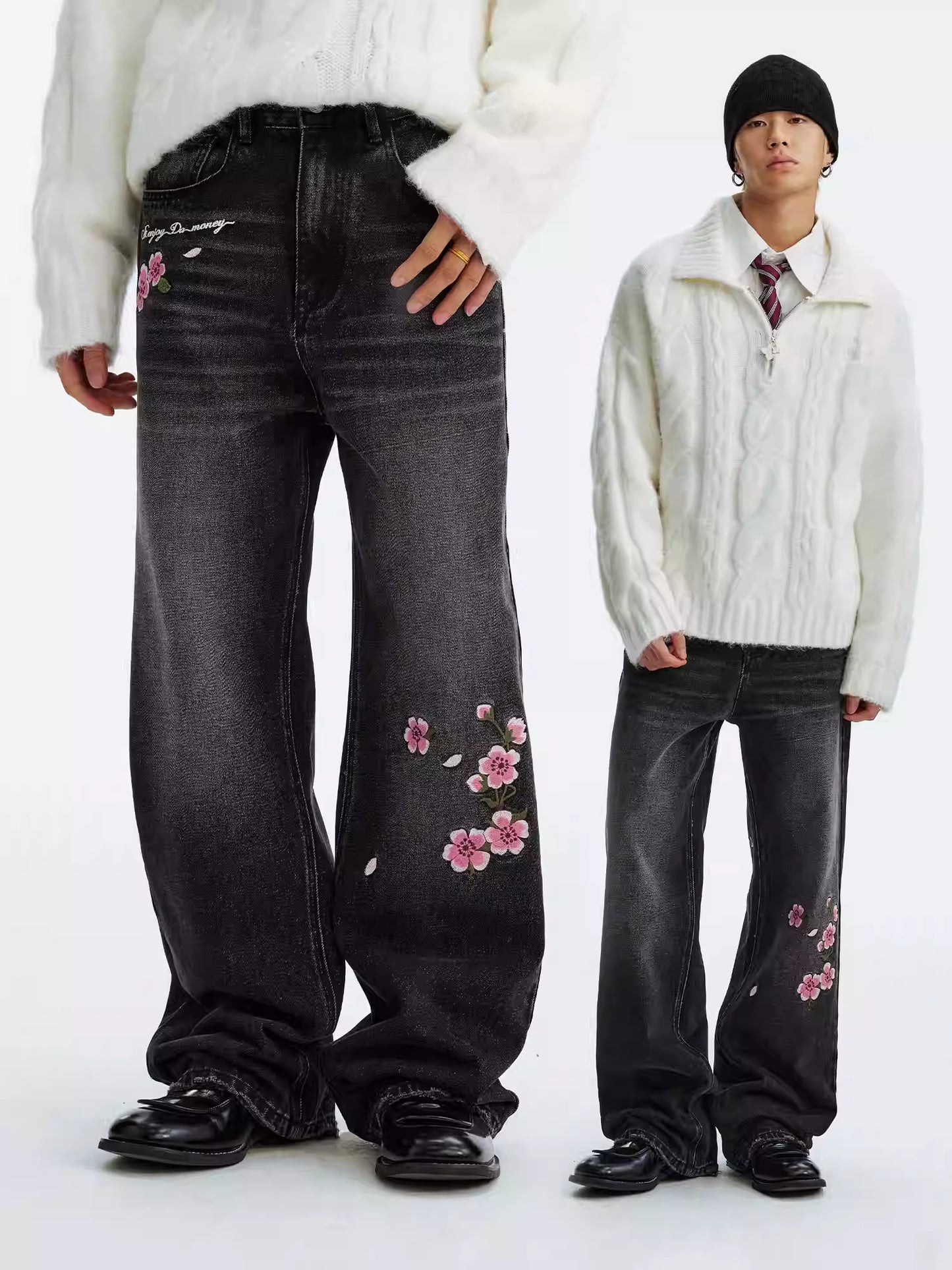 MEDM Denim Baggy Japan flowers jeans