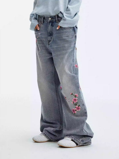 MEDM Denim Baggy Japan flowers jeans