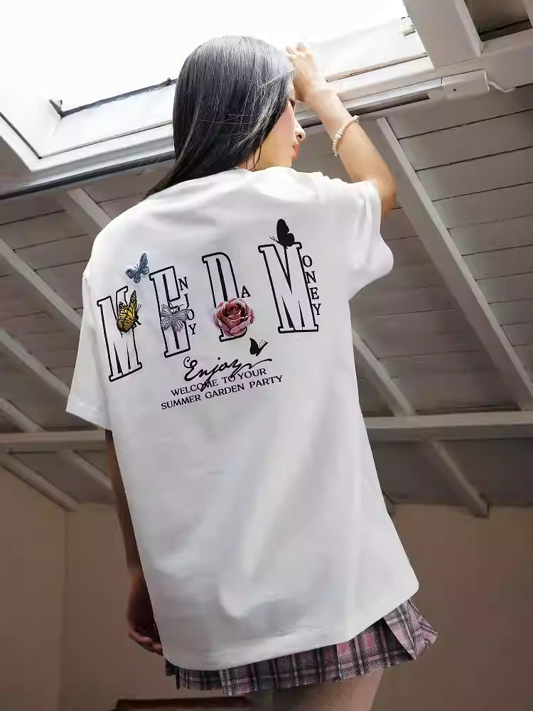 MEDM  Embroidered FLOWERS Tee