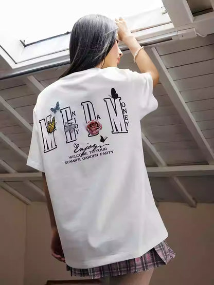 MEDM  Embroidered FLOWERS Tee