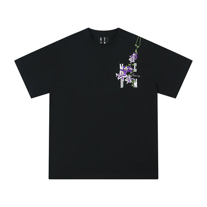 MEDM Vine Flower Embroidered Logo Tee