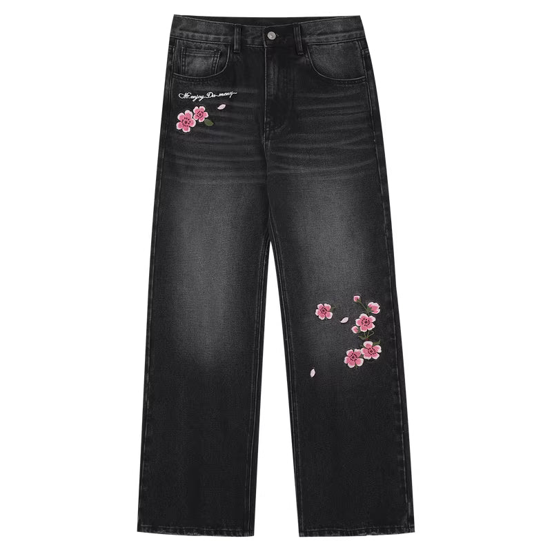 MEDM Denim Baggy Japan flowers jeans