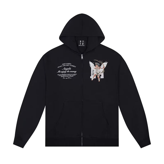 MEDM 3D Embroidered Angel Dove Zip Up Hoodie