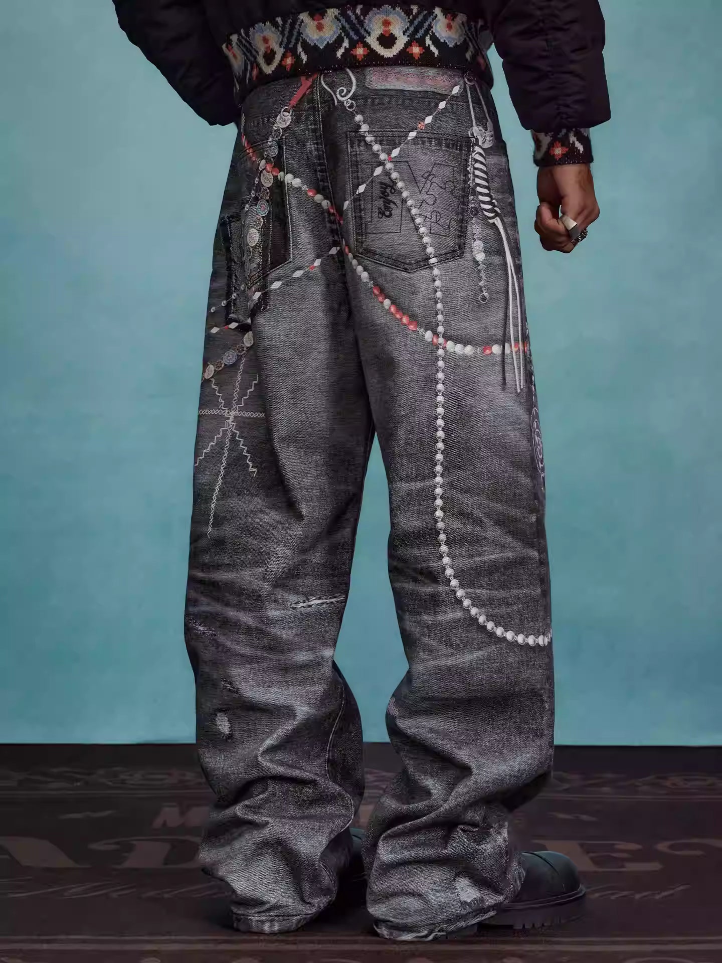 MEDM Chain Digital 3D Printed Baggy Jeans