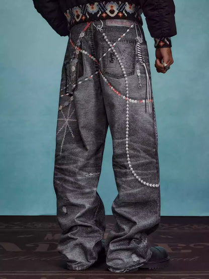 MEDM Chain Digital 3D Printed Baggy Jeans